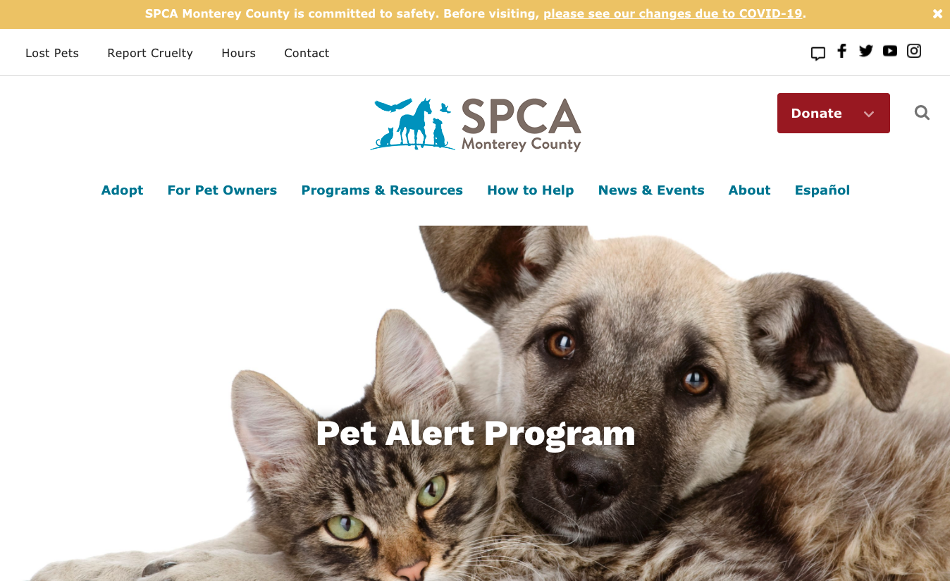 The SPCA of Monterey County enjoys Pet Alerts from PetBridge